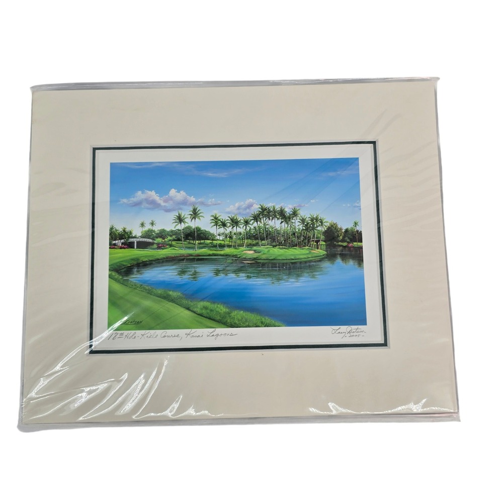 Larry Dotson Kauai Lagoons Kiele Course 18th Hole Signed Golf Art Print‎ 2005